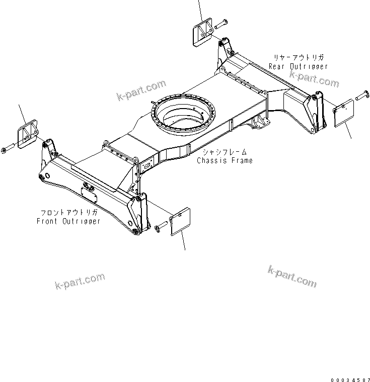 Komatsu parts book diagram for PW180-7K S/N K40001-UP: OUTRIGGER FOOT (FOR FRONT OUTRIGGER AND REAR OUTRIGGER)