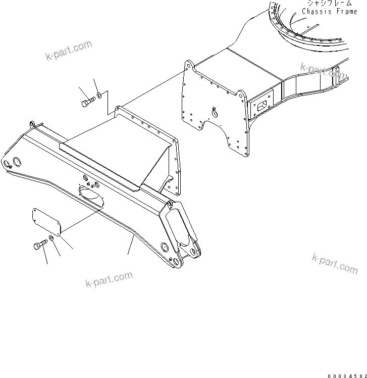 Komatsu parts book diagram for PW180-7K S/N K40001-UP: FRONT OUTRIGGER (FRAME) (2.55M)