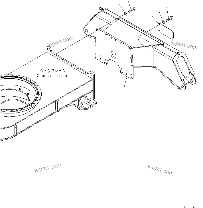 Komatsu parts book diagram for PW180-7K S/N K40001-UP: REAR OUTRIGGER ? 2.75M (FRAME)