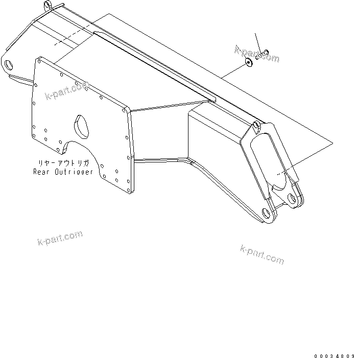 Komatsu parts book diagram for PW180-7K S/N K40001-UP: REAR OUTRIGGER (REFLECTOR)