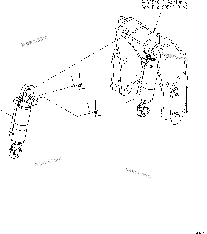 Komatsu parts book diagram for PW180-7K S/N K40001-UP: BLADE CYLINDER (FOR FRONT DOZER)