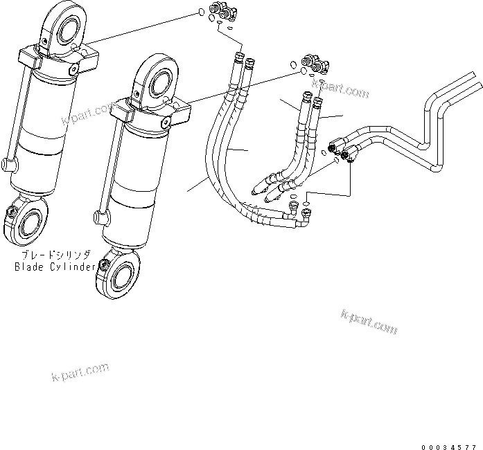 Komatsu parts book diagram for PW180-7K S/N K40001-UP: FRONT BLADE (BLADE CYLINDER HOSE)