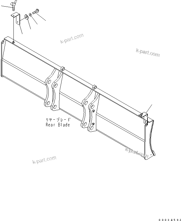 Komatsu parts book diagram for PW180-7K S/N K40001-UP: REAR BLADE (REFLECTOR)