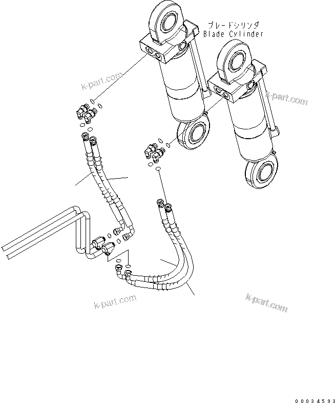 Komatsu parts book diagram for PW180-7K S/N K40001-UP: REAR BLADE (BLADE CYLINDER HOSE)