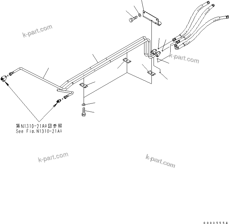 Komatsu parts book diagram for PW180-7K S/N K40001-UP: REAR BLADE (HYDRAULIC PIPING)
