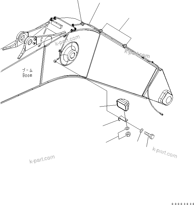Komatsu parts book diagram for PW180-7K S/N K40001-UP: 1-PIECE BOOM (WORK LAMP)