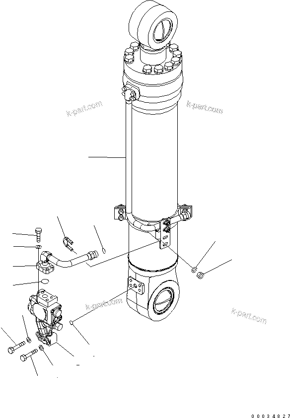 Komatsu parts book diagram for PW180-7K S/N K40001-UP: BOOM ADJUST CYLINDER ? 1/2 (WITH SAFETY VALVE) (FOR 2-PIECE BOOM)