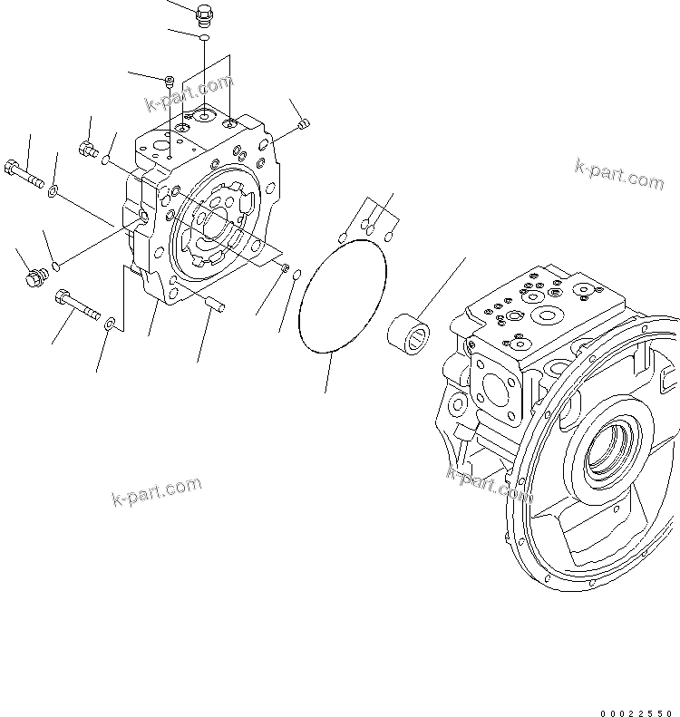 Komatsu parts book diagram for PW180-7K S/N K40001-UP: MAIN PUMP (2/7)