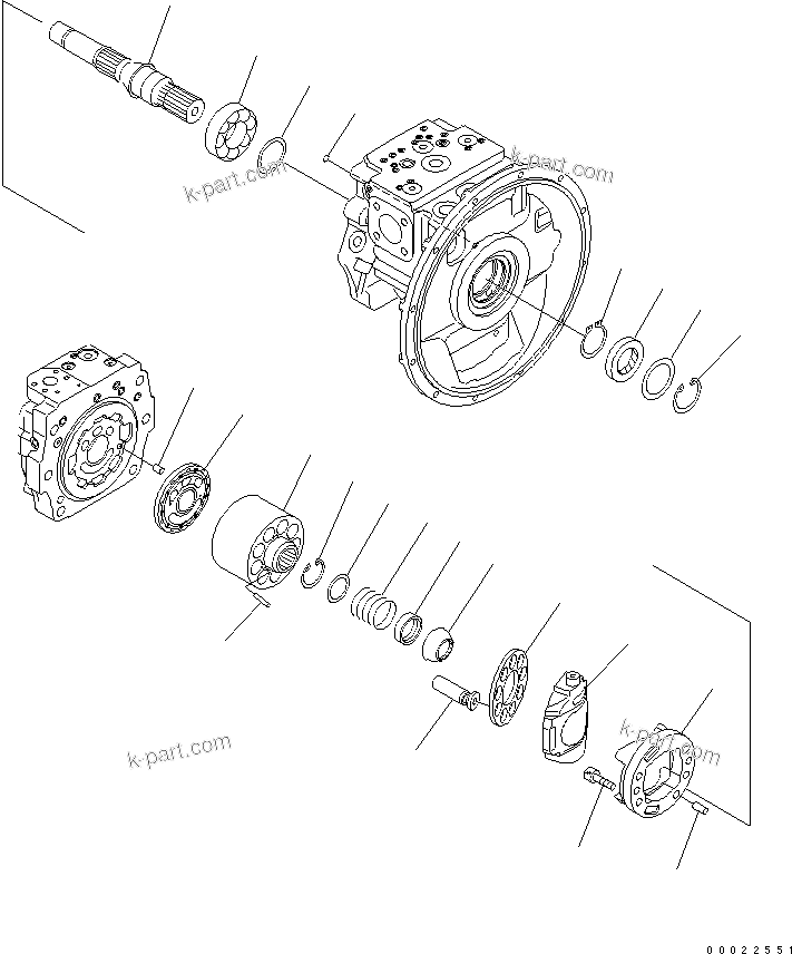 Komatsu parts book diagram for PW180-7K S/N K40001-UP: MAIN PUMP (3/7)