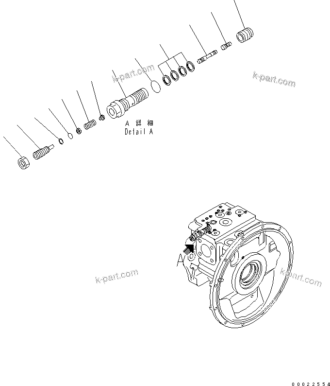 Komatsu parts book diagram for PW180-7K S/N K40001-UP: MAIN PUMP (6/7)