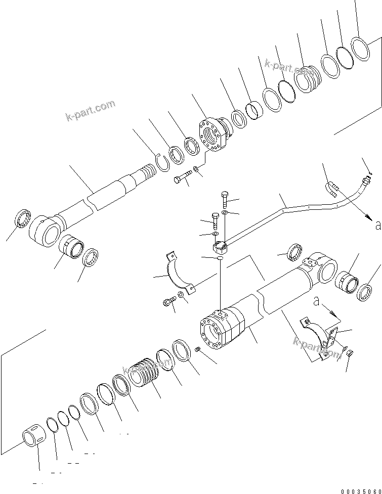 Komatsu parts book diagram for PW180-7K S/N K40001-UP: BOOM CYLINDER (FOR 2-PIECE BOOM)