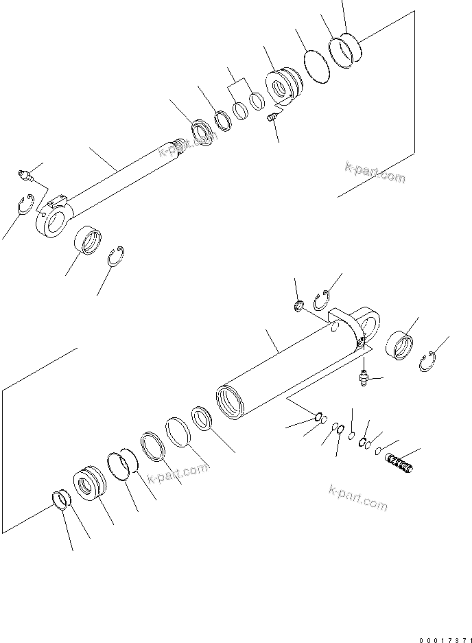 Komatsu parts book diagram for PW180-7K S/N K40001-UP: OUTRIGGER CYLINDER