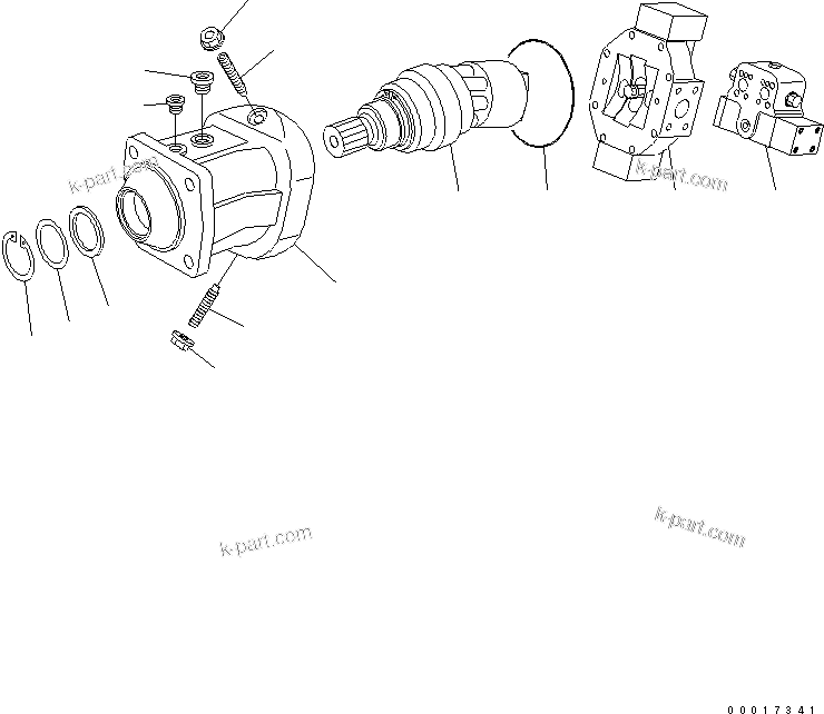 Komatsu parts book diagram for PW180-7K S/N K40001-UP: TRAVEL MOTOR (1/5)