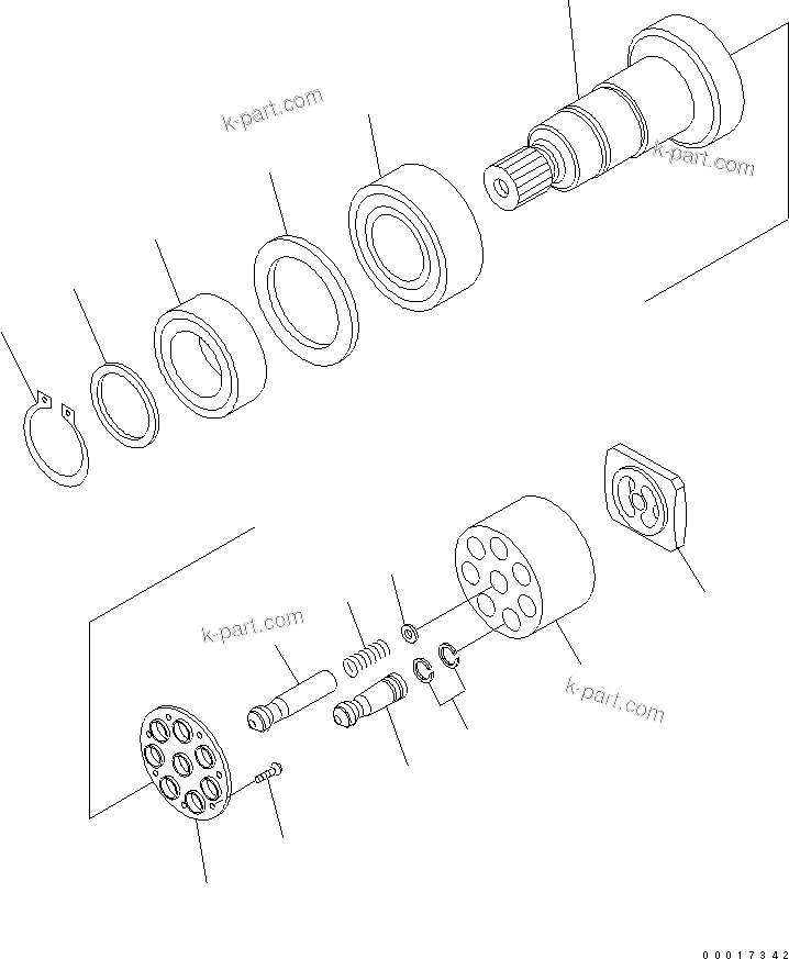 Komatsu parts book diagram for PW180-7K S/N K40001-UP: TRAVEL MOTOR (2/5)