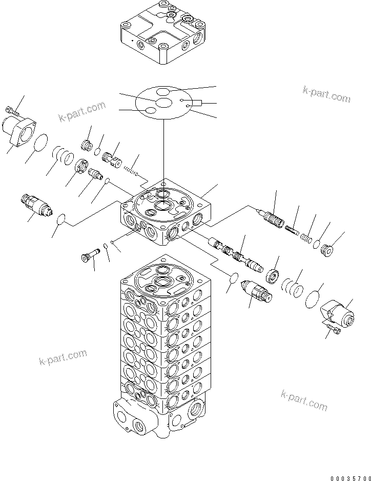 Komatsu parts book diagram for PW180-7K S/N K40001-UP: MAIN VALVE (8-SPOOL) (9/9) (FOR 2-PIECE BOOM)