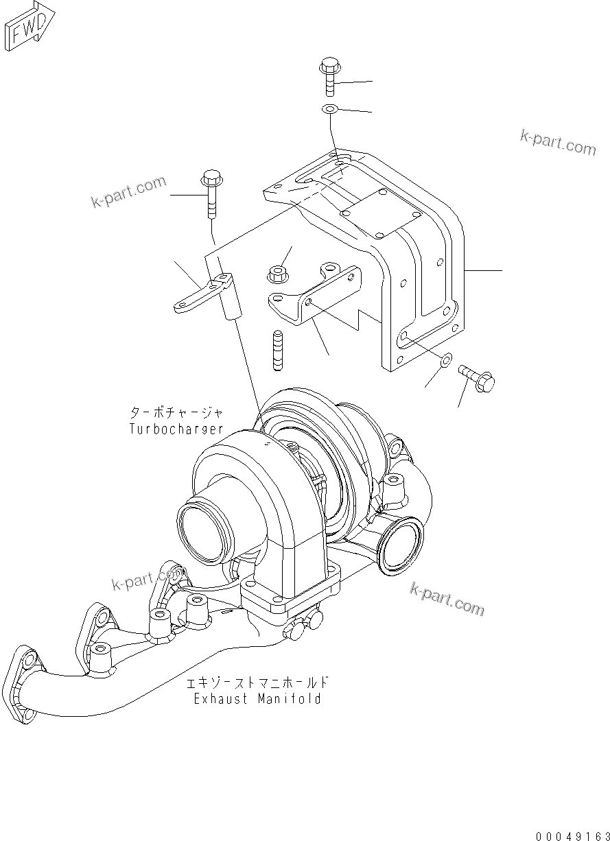 Komatsu parts book diagram for PW220-7E0 S/N H65051-UP: HEAT SHIELD (TURBOCHARGER)