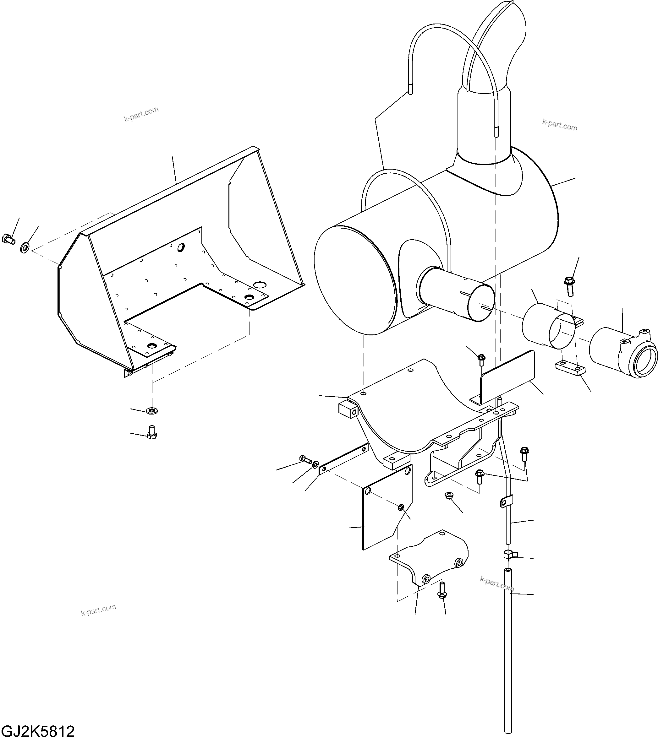Komatsu parts book diagram for PW220-7E0 S/N H65051-UP: MUFFLER