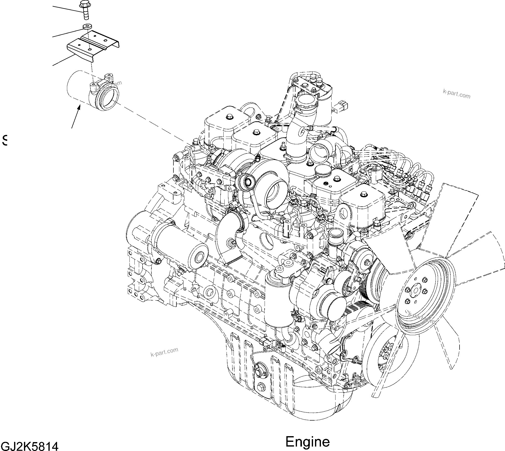 Komatsu parts book diagram for PW220-7E0 S/N H65051-UP: TURBO COVER