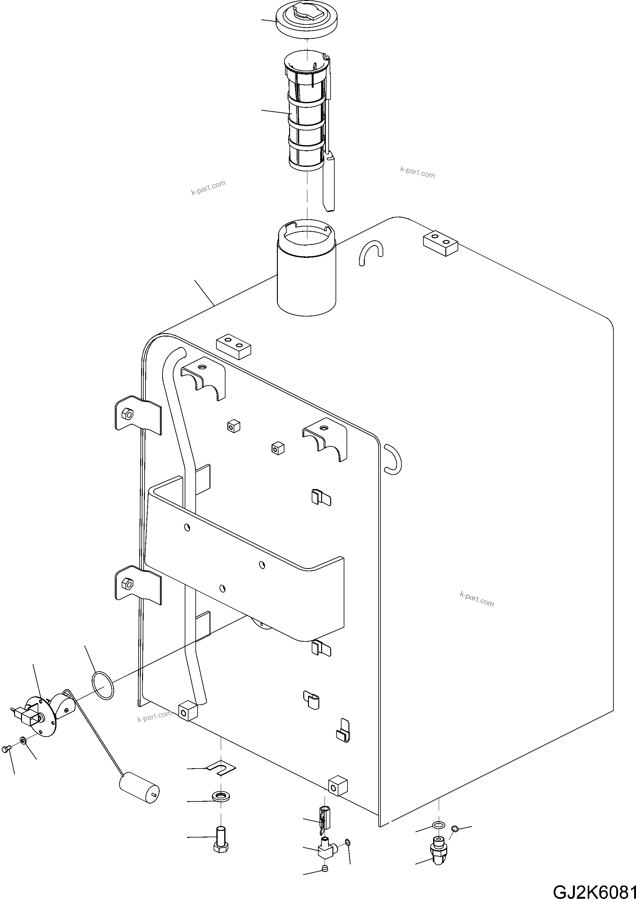 Komatsu parts book diagram for PW220-7E0 S/N H65051-UP: FUEL TANK
