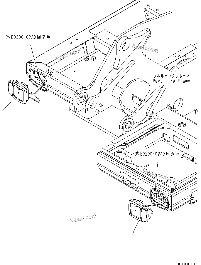 Komatsu parts book diagram for PW220-7E0 S/N H65051-UP: HEAD LIGHT (FOR UK)