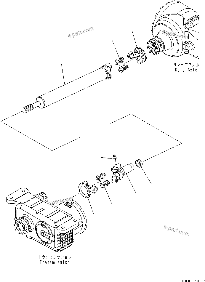 Komatsu parts book diagram for PW220-7E0 S/N H65051-UP: REAR DRIVE SHAFT (INNER PARTS)