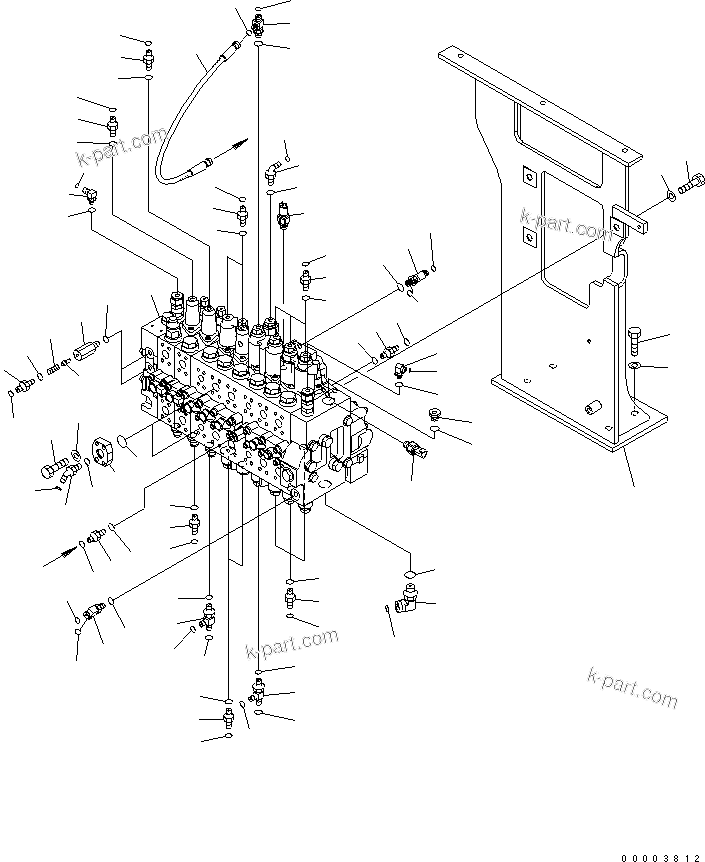 Komatsu parts book diagram for PW220-7E0 S/N H65051-UP: MAIN VALVE AND MOUNTING PARTS (TWO-PIECE BOOM, ONE ATTACHMENT)