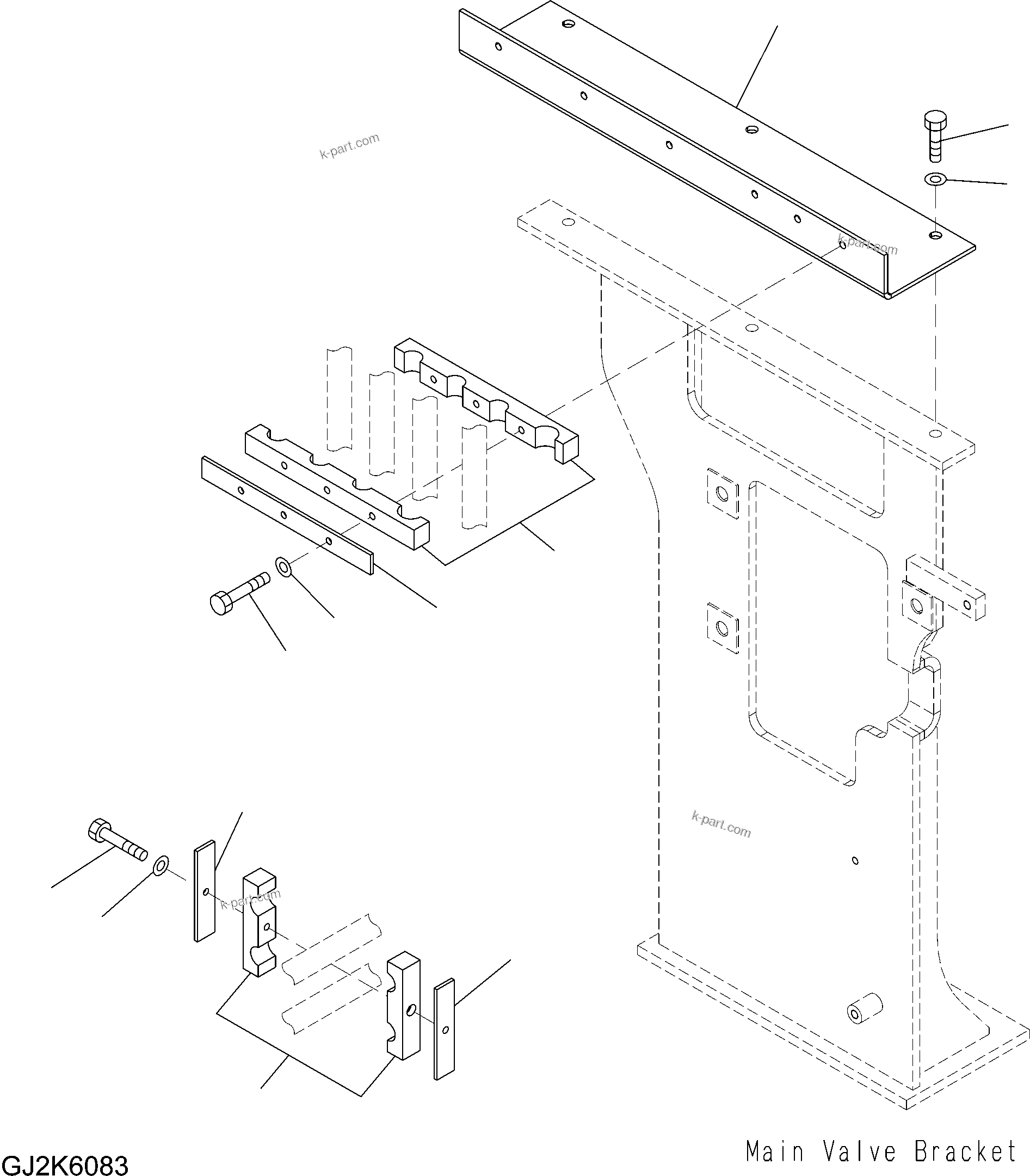 Komatsu parts book diagram for PW220-7E0 S/N H65051-UP: HYDRAULIC PIPING CLAMPS
