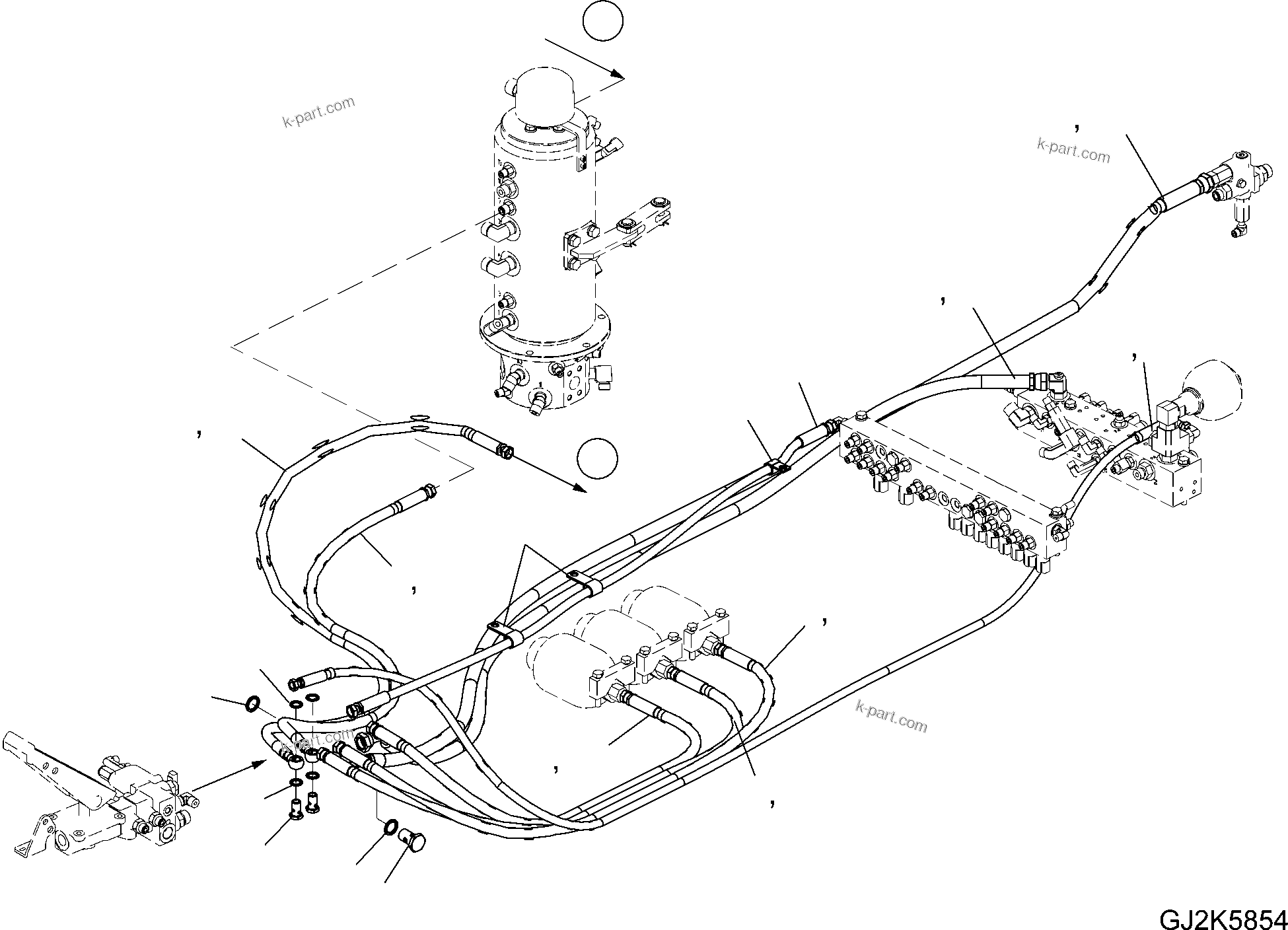 Komatsu parts book diagram for PW220-7E0 S/N H65051-UP: UPPER BRAKE LINE (HOSES)