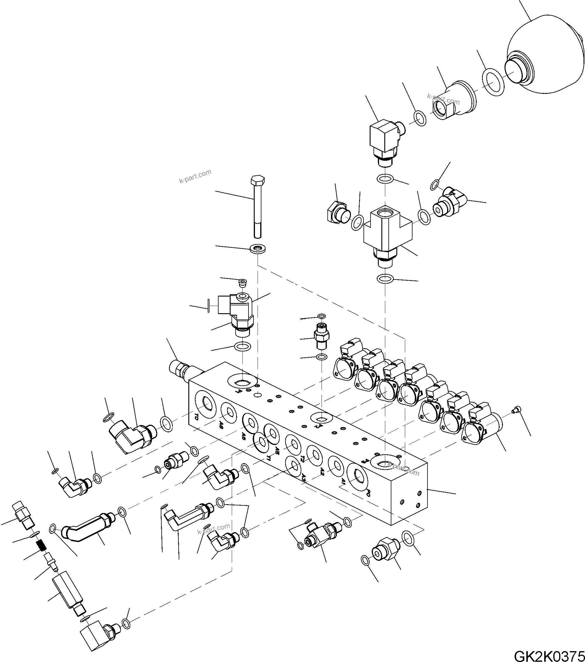 Komatsu parts book diagram for PW220-7E0 S/N H65051-UP: SOLENOID VALVE AND ACCUMULATOR