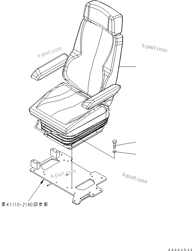 Komatsu parts book diagram for PW220-7E0 S/N H65051-UP: OPERATORґS SEAT (HEATED AIR SUSPENSION)
