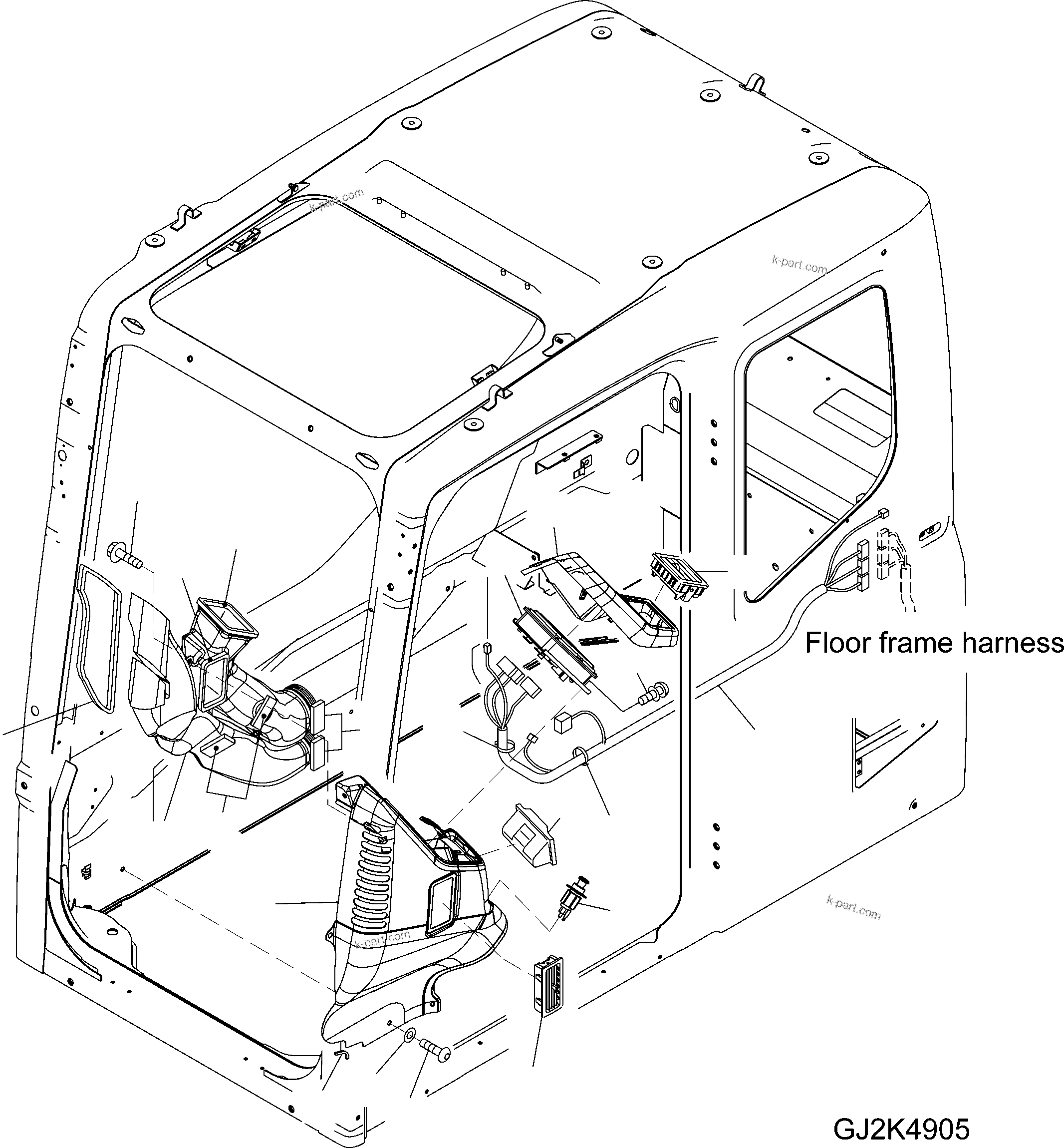 Komatsu parts book diagram for PW220-7E0 S/N H65051-UP: OPERATORґS CAB (MONITOR SYSTEM)