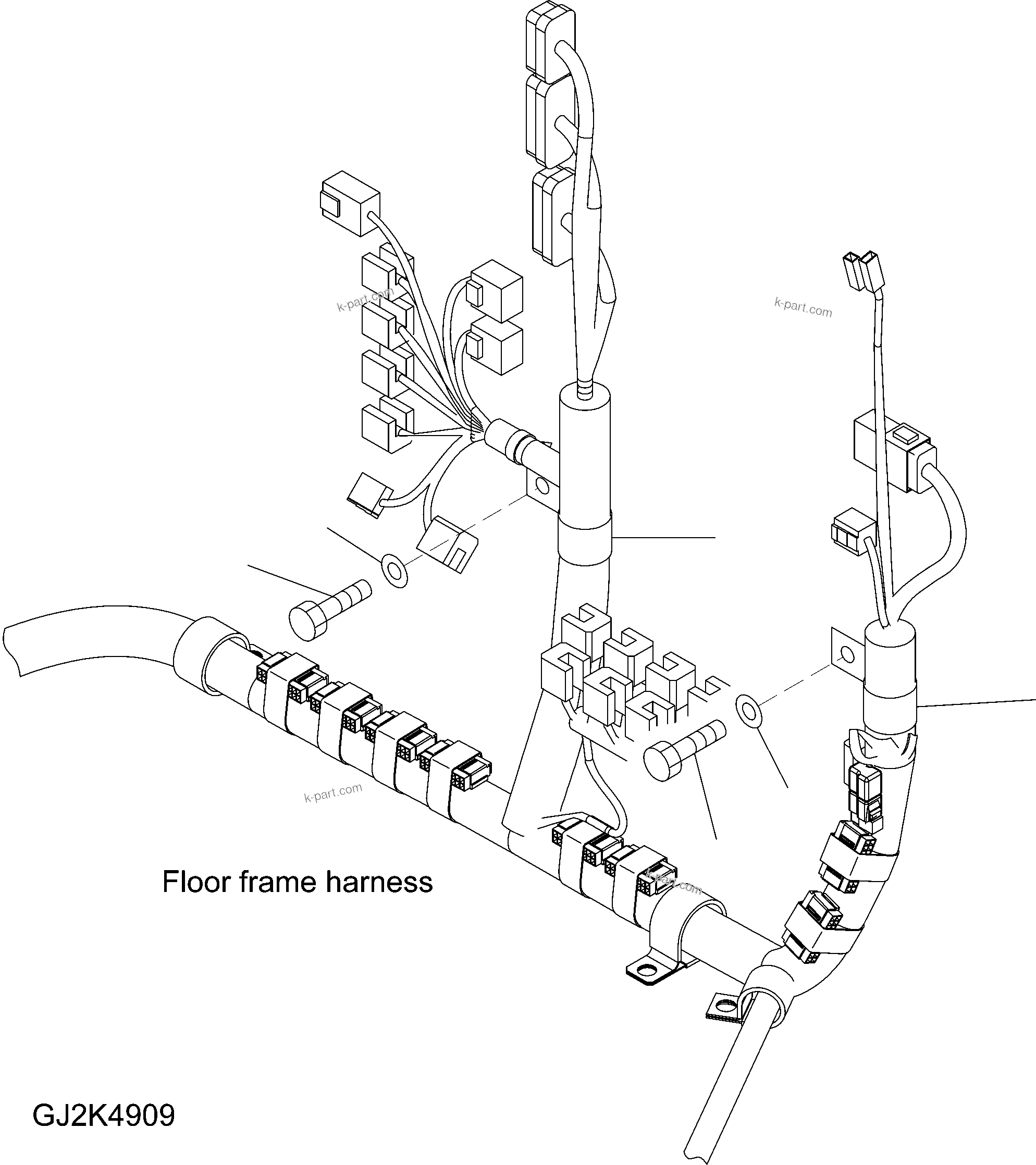 Komatsu parts book diagram for PW220-7E0 S/N H65051-UP: OPERATORґS CAB (HARNESS CLAMPS)