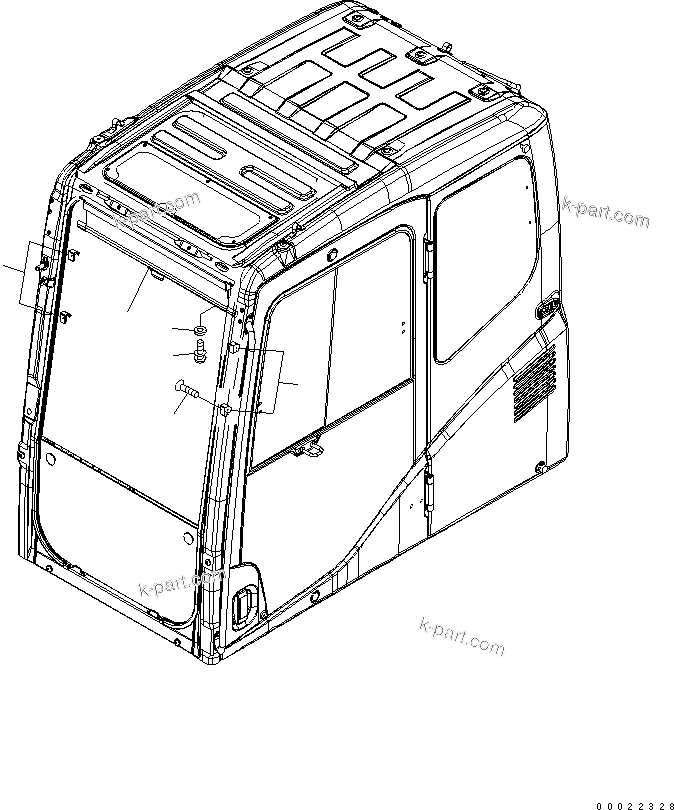 Komatsu parts book diagram for PW220-7E0 S/N H65051-UP: SUN VISOR