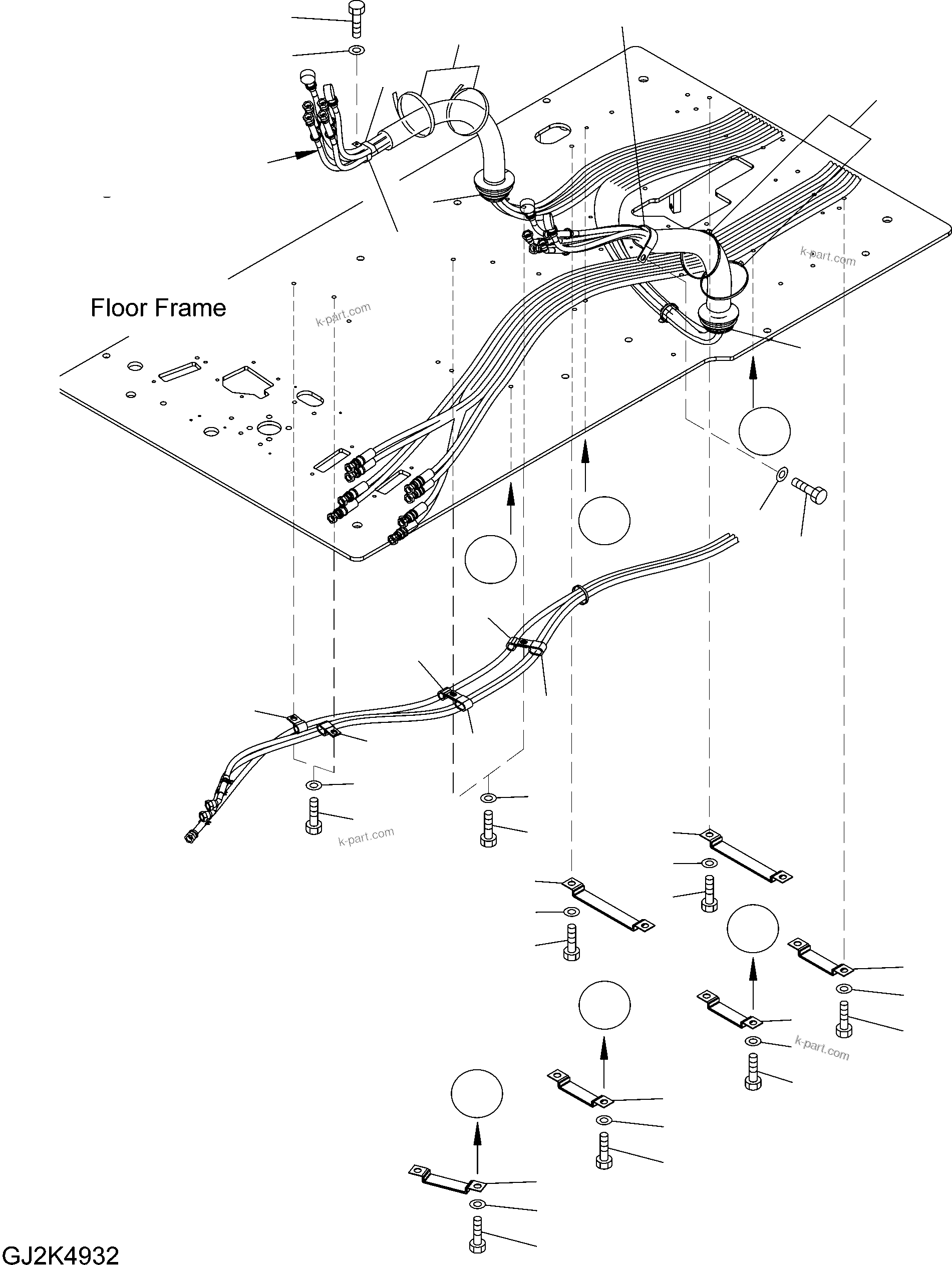 Komatsu parts book diagram for PW220-7E0 S/N H65051-UP: FLOOR (P.P.C. LINE CLAMP)