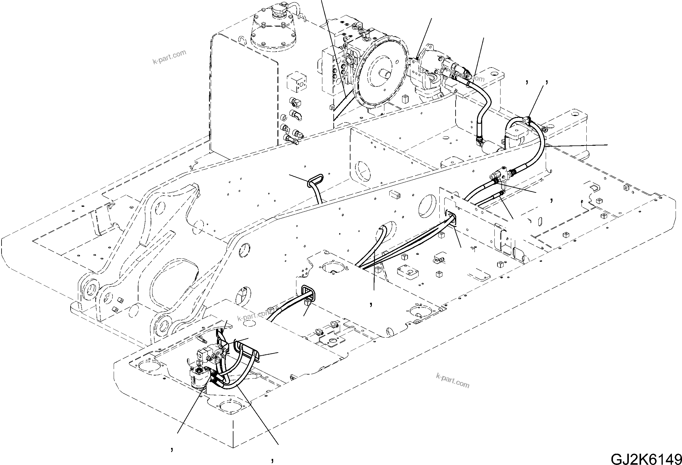 Komatsu parts book diagram for PW220-7E0 S/N H65051-UP: UPPER STEERING LINE (HOSE)