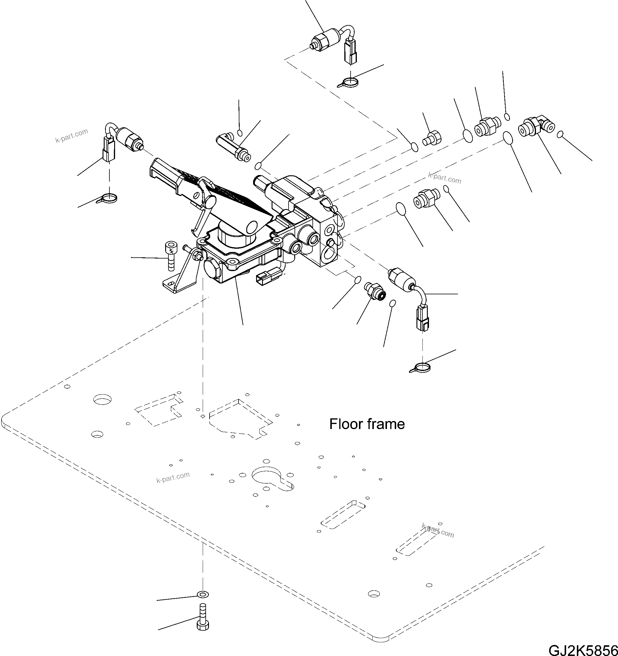 Komatsu parts book diagram for PW220-7E0 S/N H65051-UP: BRAKE PEDAL