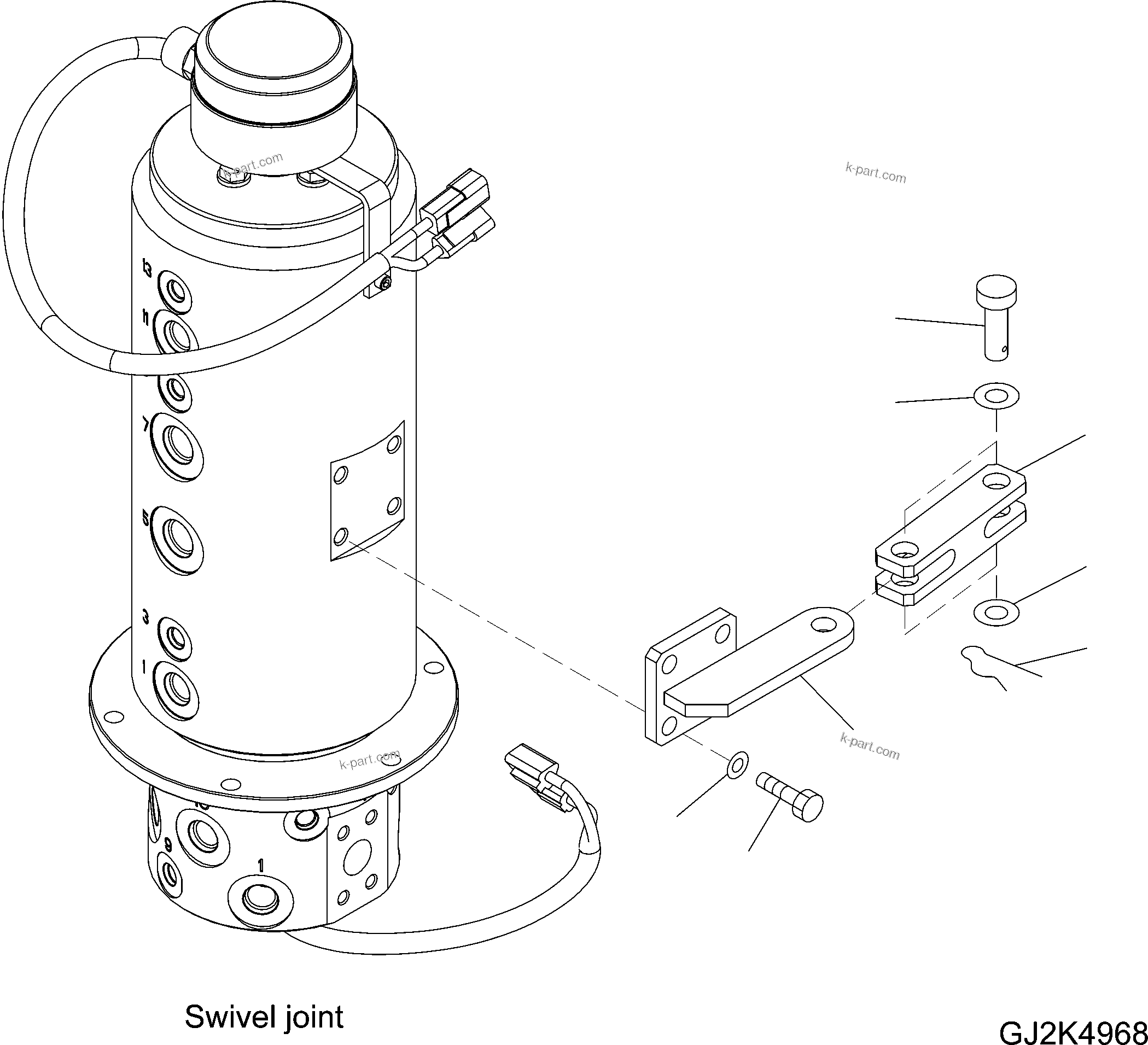 Komatsu parts book diagram for PW220-7E0 S/N H65051-UP: SWIVEL JOINT TORQUE ARM