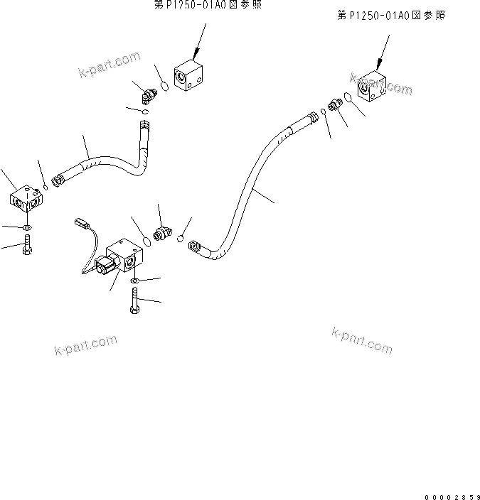 Komatsu parts book diagram for PW220-7E0 S/N H65051-UP: UNDER ATTACHMENT PIPING (FRONT SOLENOID RELATED PARTS - BLADE)