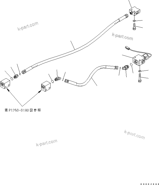 Komatsu parts book diagram for PW220-7E0 S/N H65051-UP: UNDER ATTACHMENT PIPING (REAR SOLENOID RELATED PARTS - BLADE)