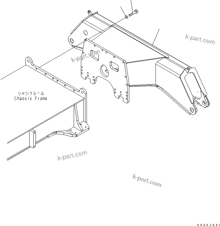 Komatsu parts book diagram for PW220-7E0 S/N H65051-UP: REAR FRAME (FOR 2.75M WIDTH REAR OUTRIGGER)