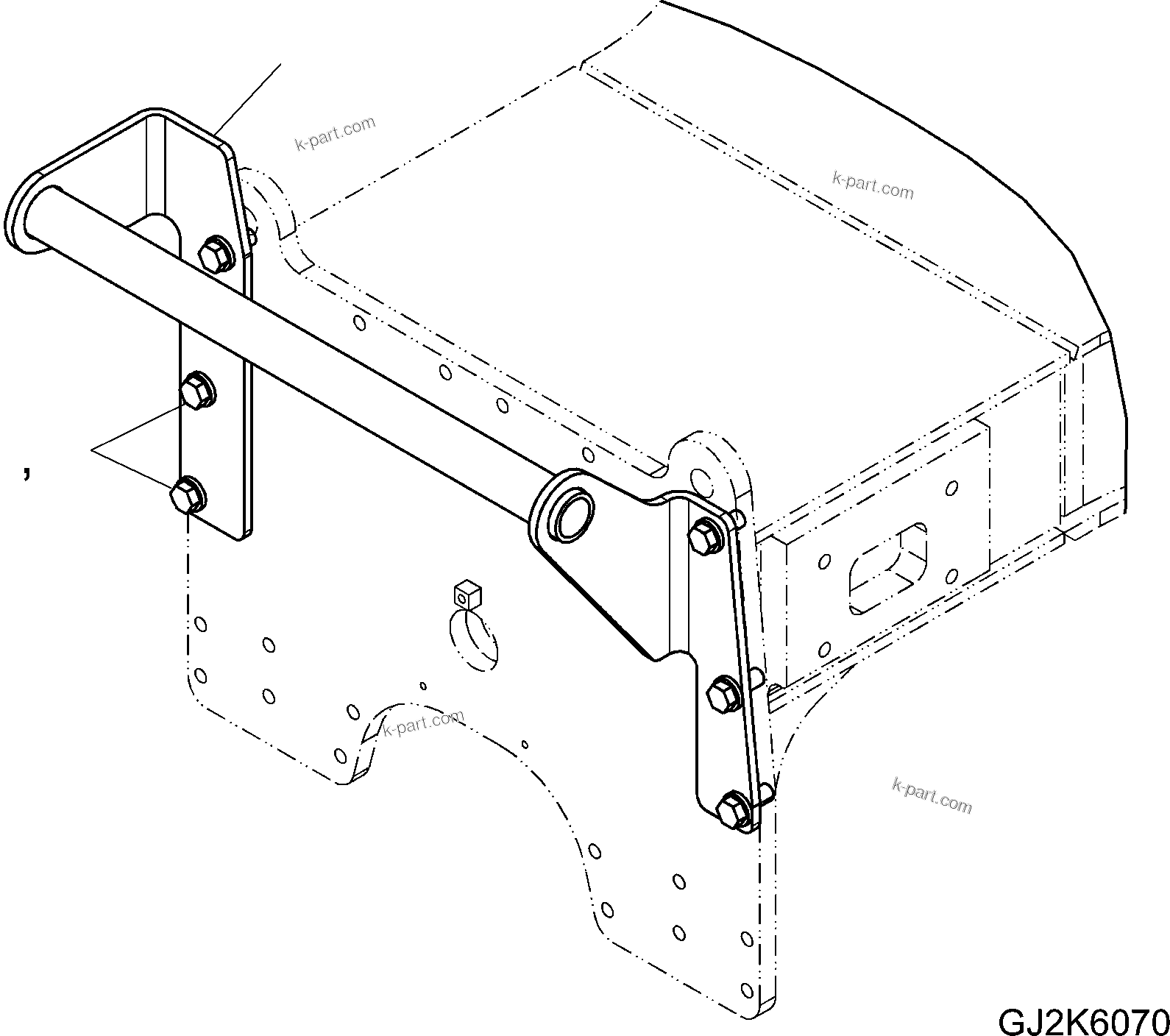 Komatsu parts book diagram for PW220-7E0 S/N H65051-UP: CLAMSHELL GRIP BAR (ONLY WITHOUT FRONT ATTACHMENT)