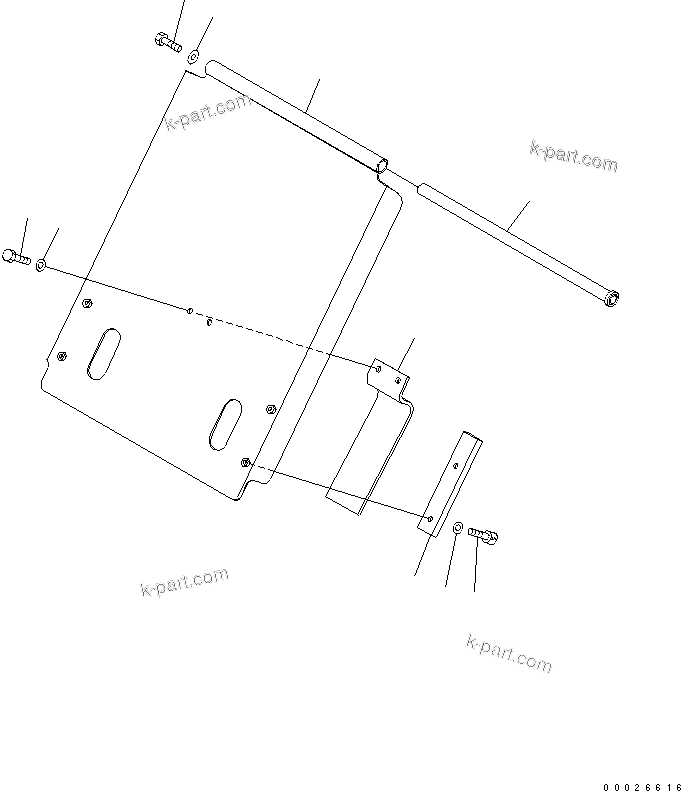 Komatsu parts book diagram for PW220-7E0 S/N H65051-UP: BLADE CYLINDER ROD PROTECTOR (FOR FRONT/REAR DOZER)
