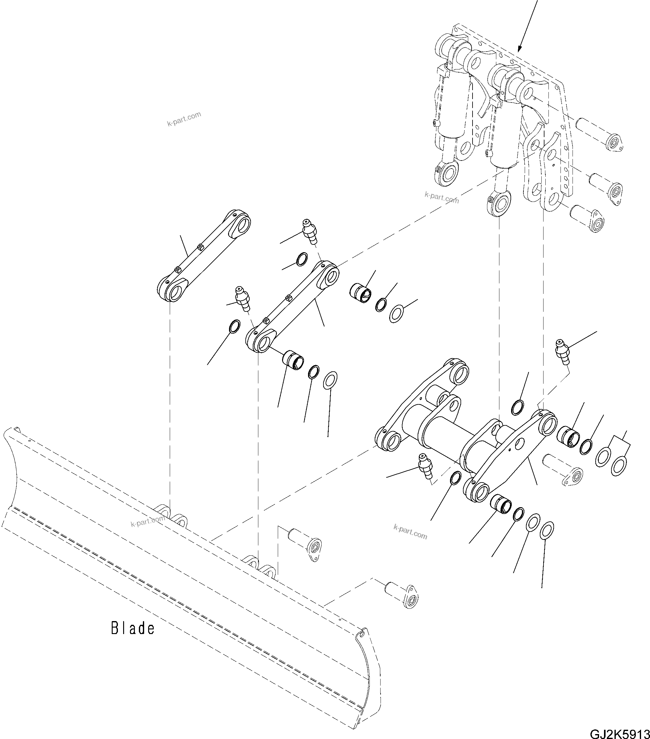 Komatsu parts book diagram for PW220-7E0 S/N H65051-UP: PARALLEL LINK (FOR FRONT PARALLEL LINK DOZER)