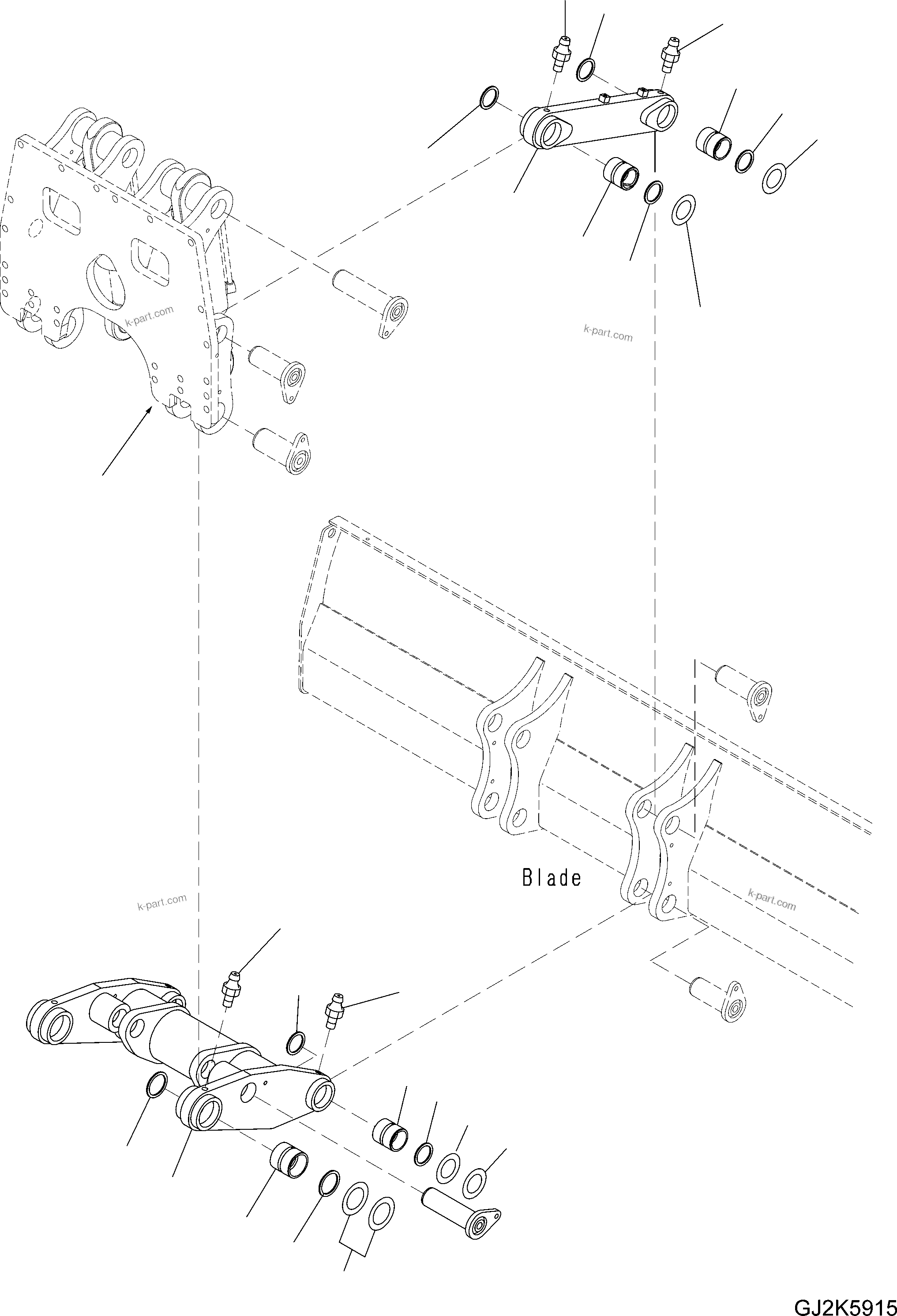 Komatsu parts book diagram for PW220-7E0 S/N H65051-UP: PARALLEL LINK (FOR REAR PARALLEL LINK DOZER)