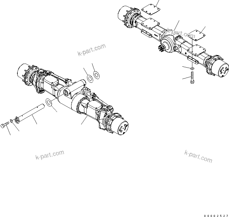 Komatsu parts book diagram for PW220-7E0 S/N H65051-UP: CHASSIS FRAME (2.75M WIDTH AXLE)