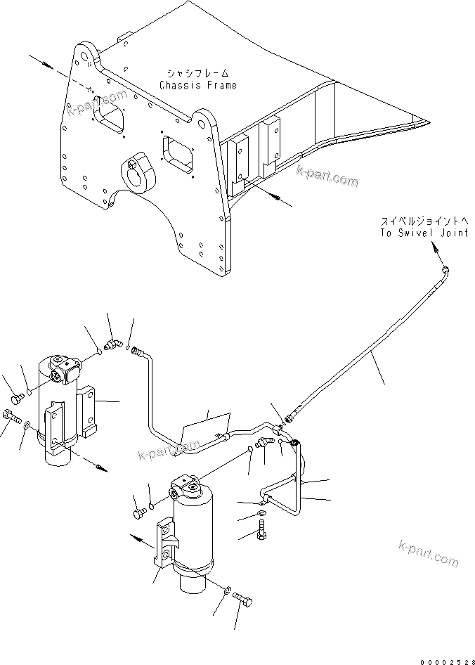 Komatsu parts book diagram for PW220-7E0 S/N H65051-UP: CHASSIS FRAME (SUSPENSION LOCK CYLINDER)
