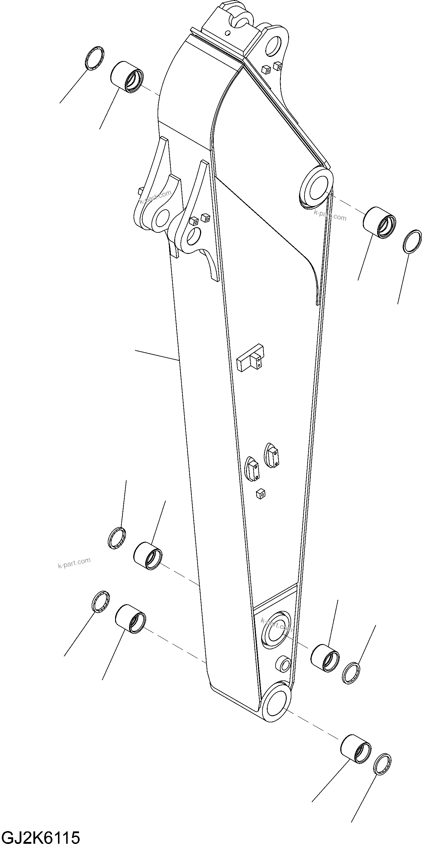 Komatsu parts book diagram for PW220-7E0 S/N H65051-UP: ARM (3.5M)