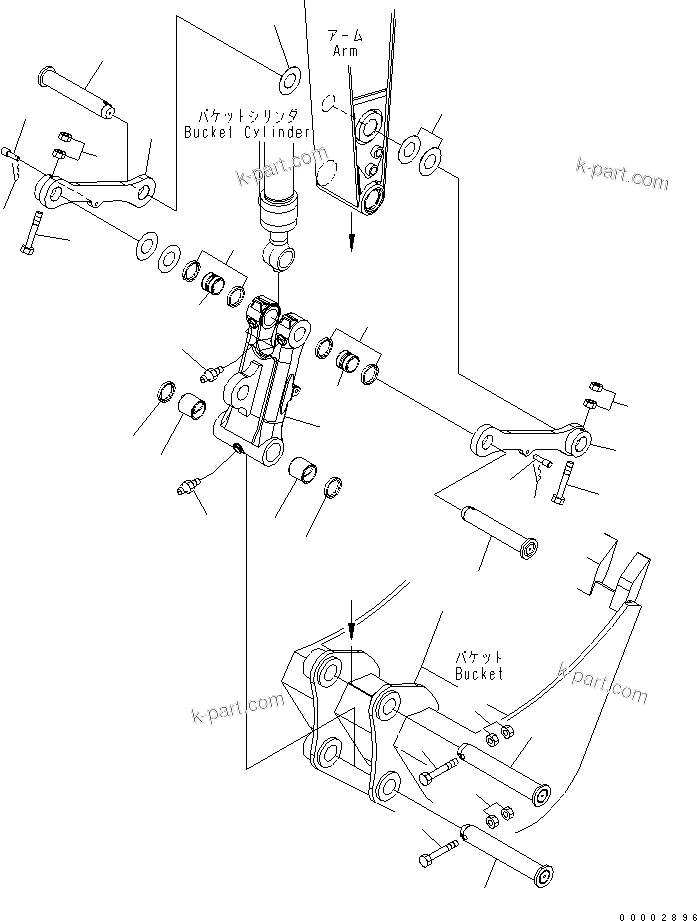 Komatsu parts book diagram for PW220-7E0 S/N H65051-UP: BUCKET LINK
