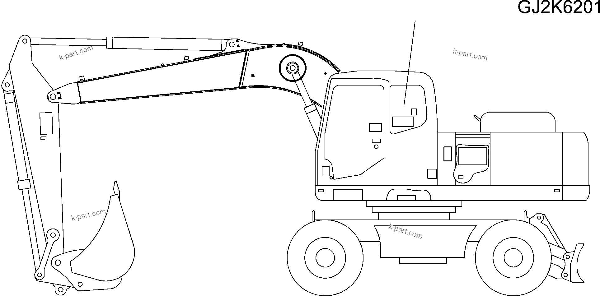 Komatsu parts book diagram for PW220-7E0 S/N H65051-UP: ADDITIONAL DECALS (ONE-PIECE BOOM - 2.75M WIDTH AXLE)
