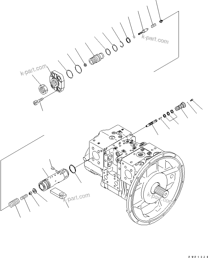 Komatsu parts book diagram for PW220-7E0 S/N H65051-UP: MAIN PUMP (8/11)